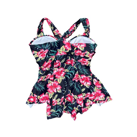 NWT COCOPEAR Women's Elegant Crossover Swimdress Floral Skirted Swimsuit 6XL - Picture 2 of 5